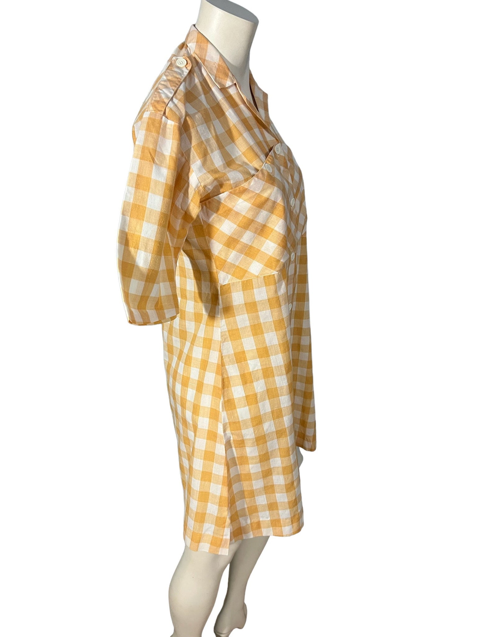 Vintage 80's cotton check shirt dress L