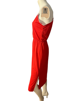 Vintage 70's red jersey sun dress Leisure Living M