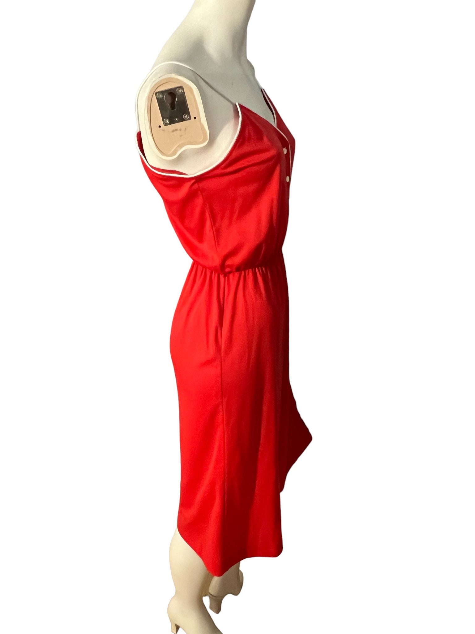 Vintage 70's red jersey sun dress Leisure Living M