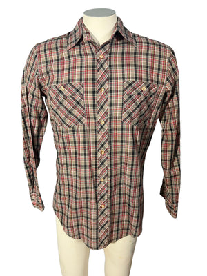 Vintage 80's plaid men's shirt Fruit of the Loom M