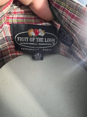 Vintage 80's plaid men's shirt Fruit of the Loom M