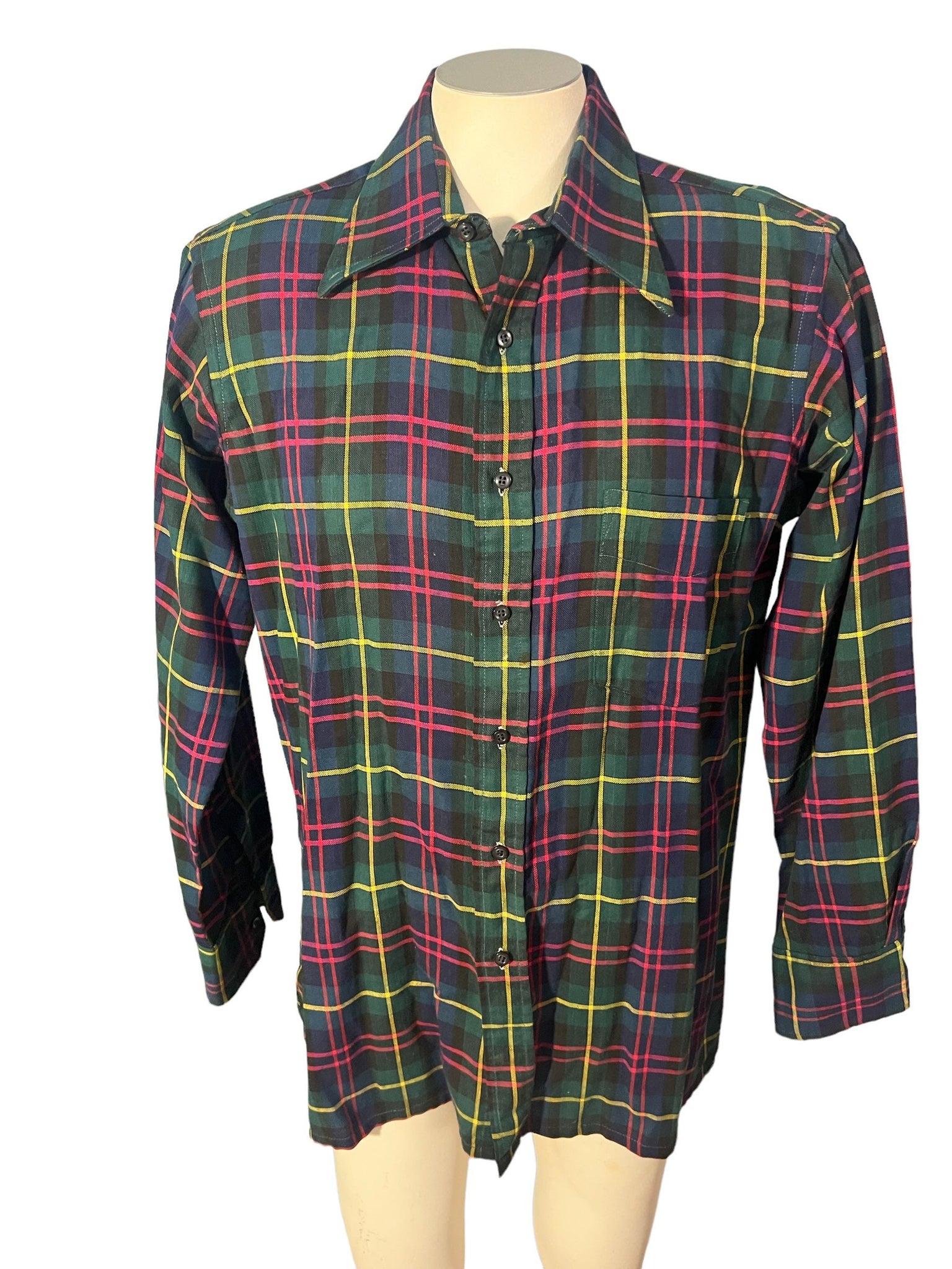 Vintage 70's plaid Top Drawer men's shirt L