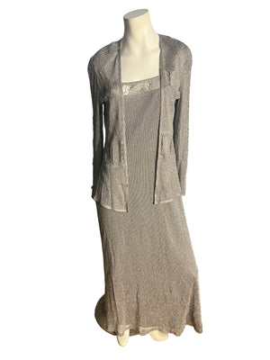 Vintage silver mesh lurex dress & jacket by Damianou S