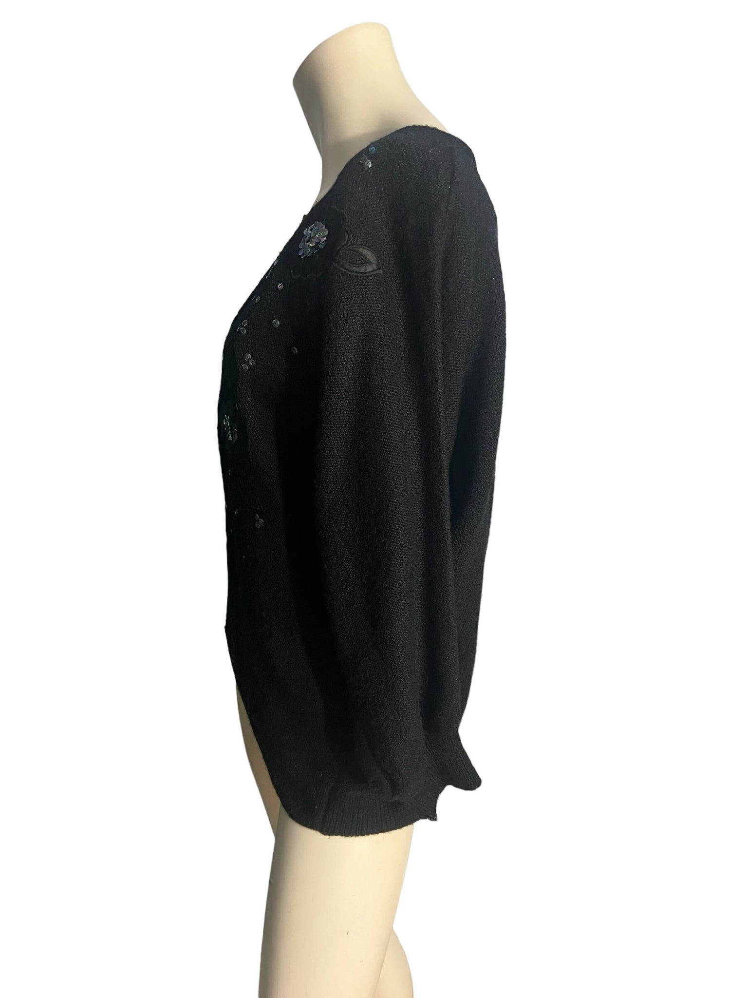 Vintage 80's black sweater Bonnie Boerer L