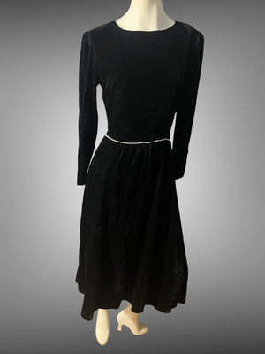 Vintage Lanz black velvet dress S party