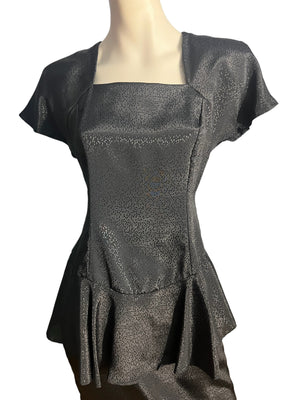 Vintage 80's peplum black dress Pellini M 7/8