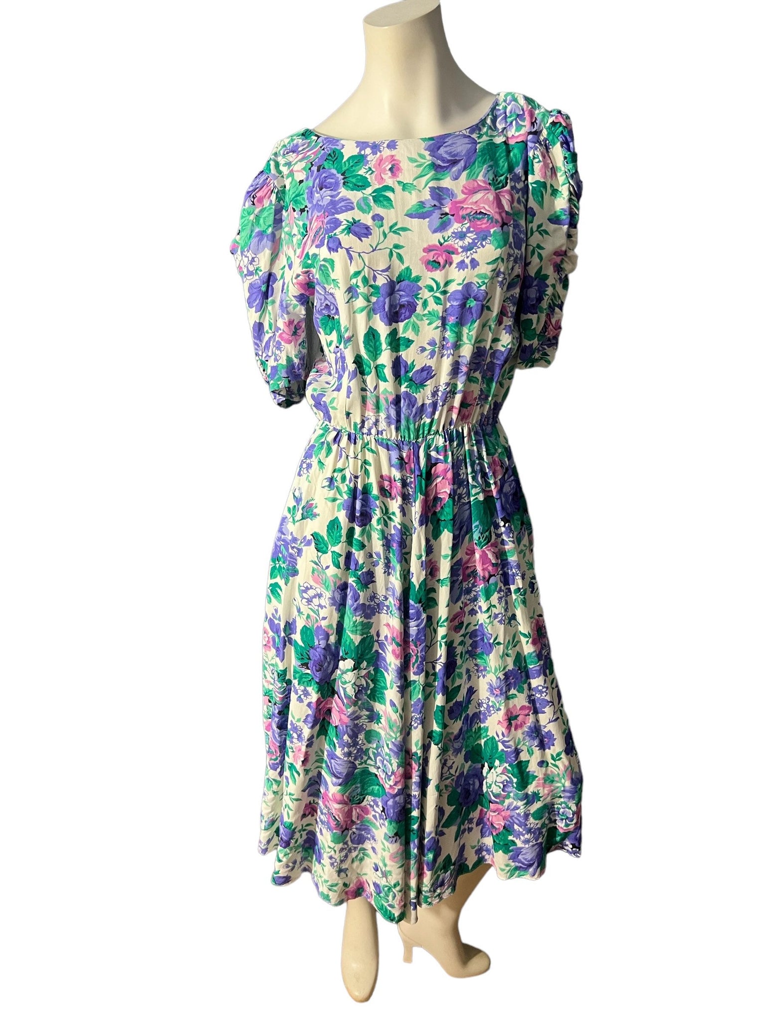 Vintage 80's floral rayon dress M L E.D. Michaels