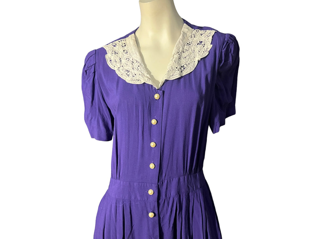 Vintage 80's purple dress Halmode Petites 16