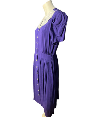 Vintage 80's purple dress Halmode Petites 16