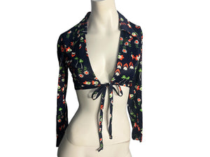 Vintage 70's wrap half bustier top S