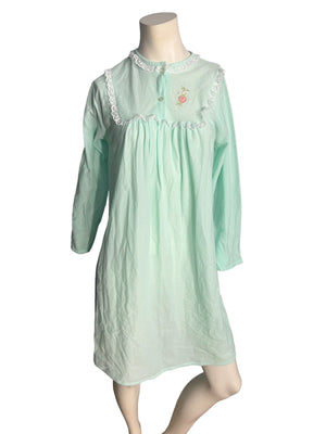 Vintage 80's Katz green flannel nightgown S