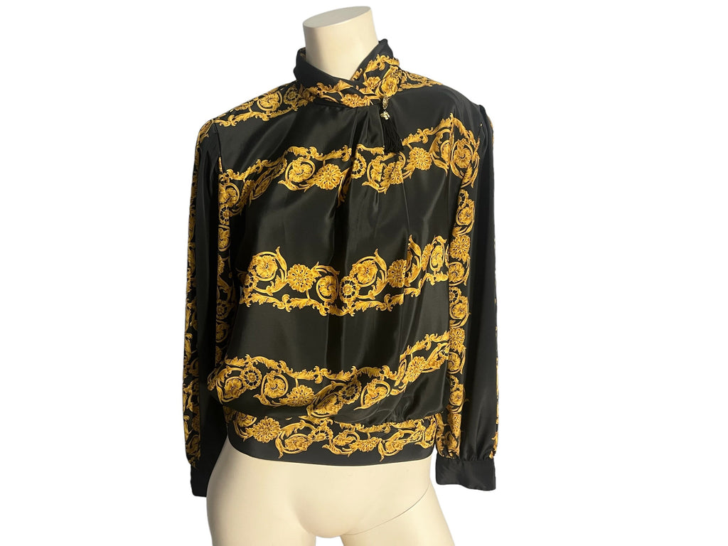 Vintage 80's gold and black blouse 9/10 M Jordan