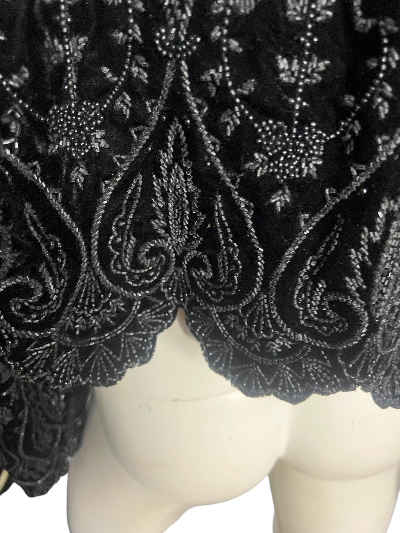 Vintage black velvet jacket with beading Nightline XL