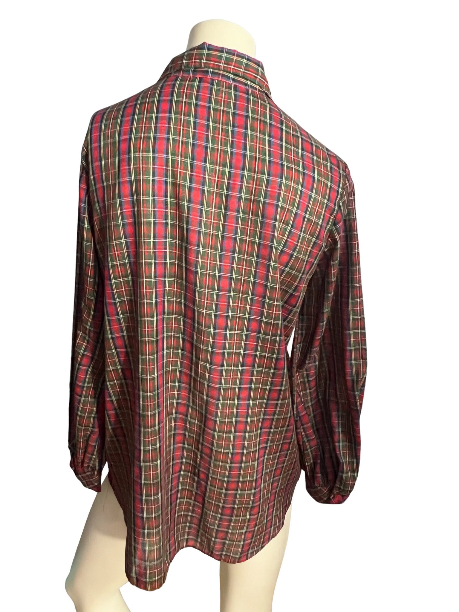 Vintage 70's red plaid maternity shirt 11/12