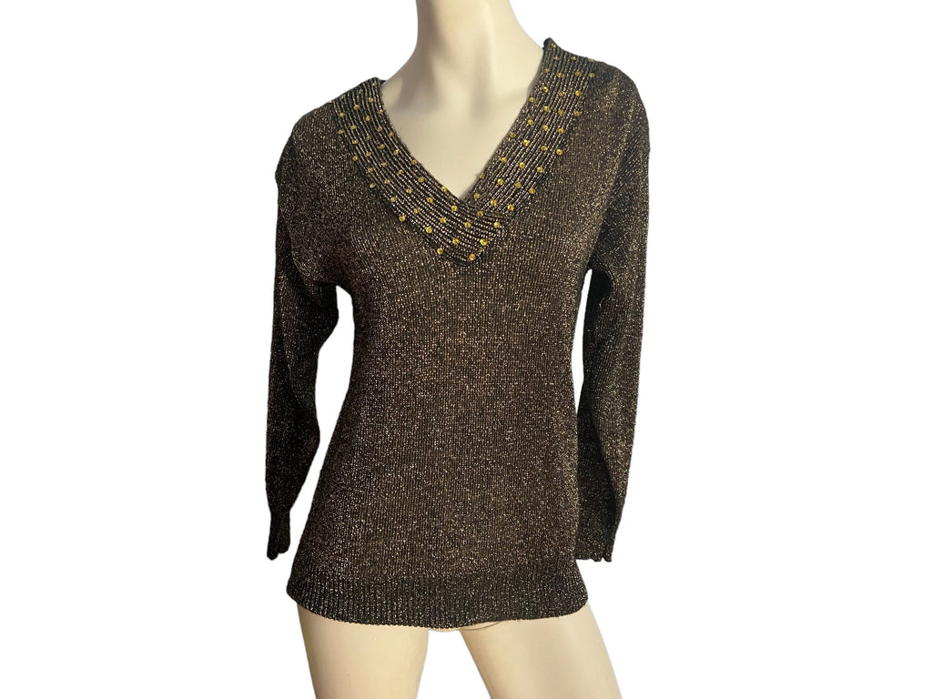 Vintage gold & black 80's sweater S Cristina