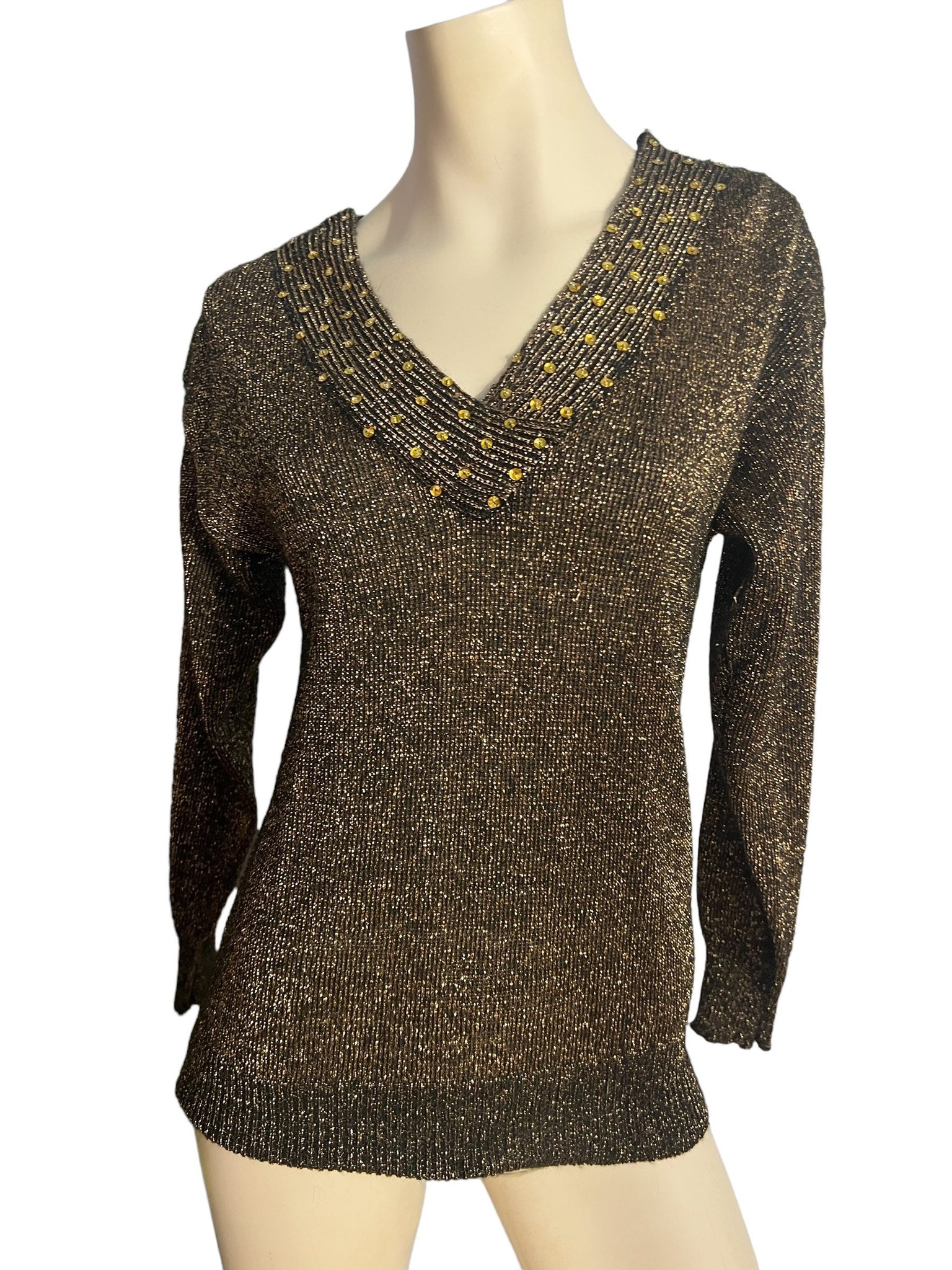 Vintage gold & black 80's sweater S Cristina