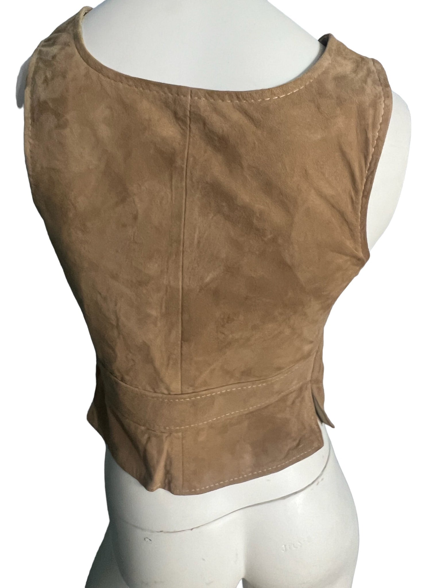 Vintage 70's tan leather vest top S M