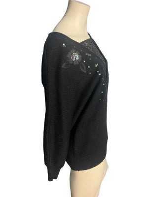 Vintage 80's black sweater Bonnie Boerer L