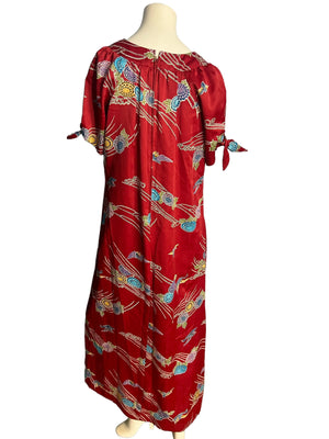 Vintage 70's red Hawaiian caftan dress Malama 8