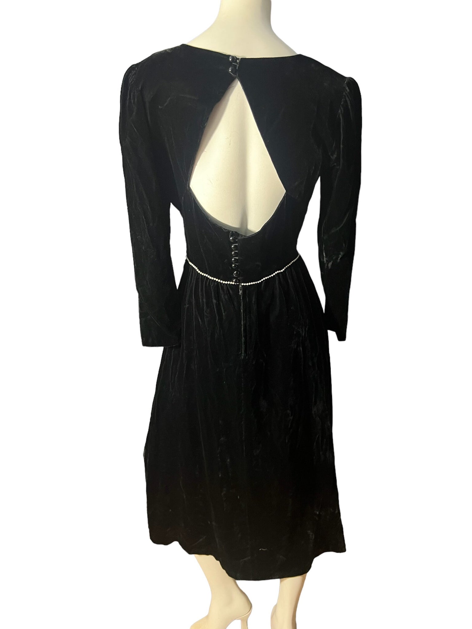 Vintage Lanz black velvet dress S party