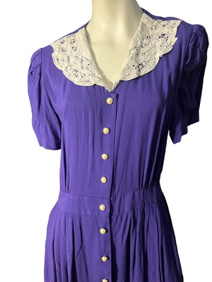 Vintage 80's purple dress Halmode Petites 16