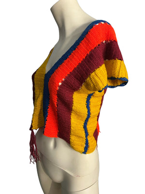 Vintage handmade striped half sweater M