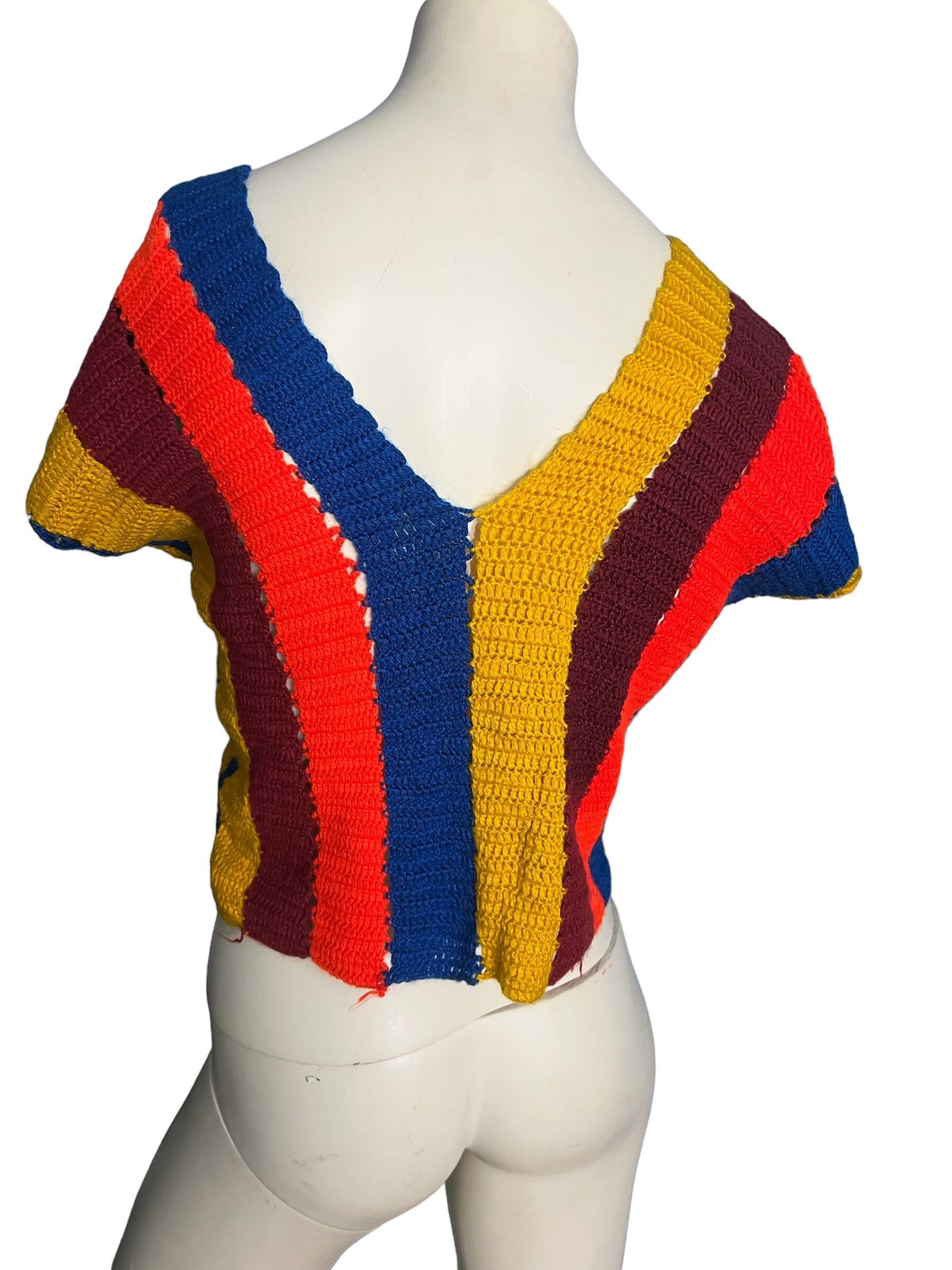 Vintage handmade striped half sweater M