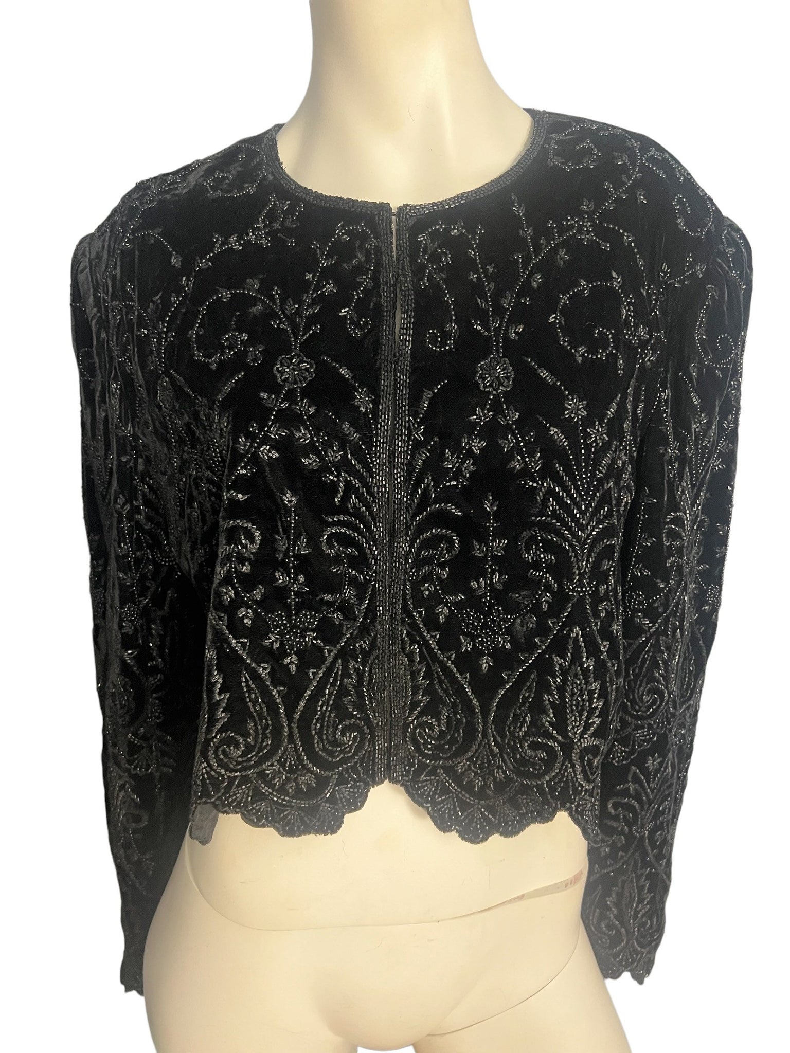 Vintage black velvet jacket with beading Nightline XL