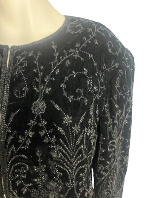 Vintage black velvet jacket with beading Nightline XL