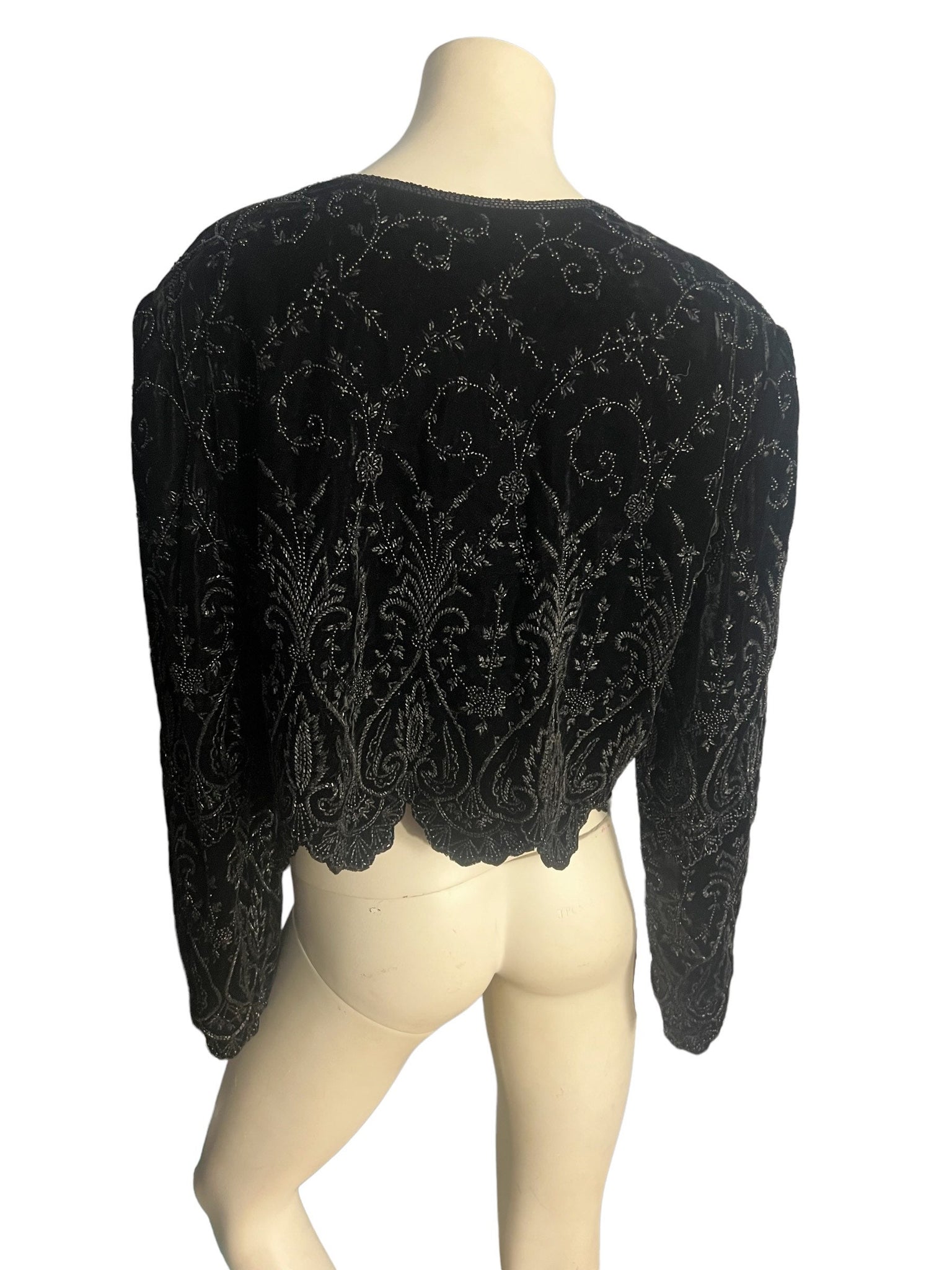 Vintage black velvet jacket with beading Nightline XL