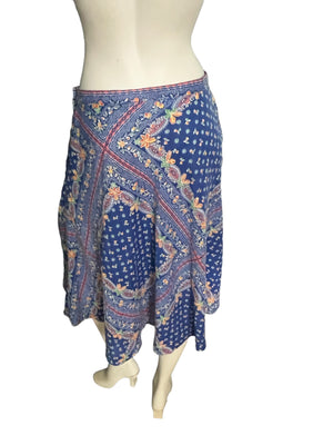 Vintage 70's blue Century of Boston boho skirt M L