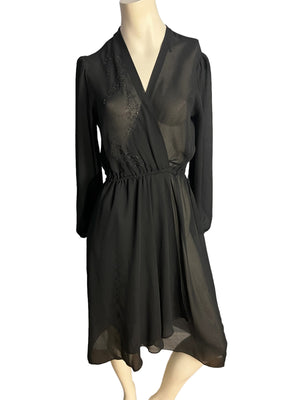 Vintage sheer black 70's wrap top dress Alexis M