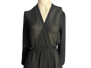 Vintage sheer black 70's wrap top dress Alexis M