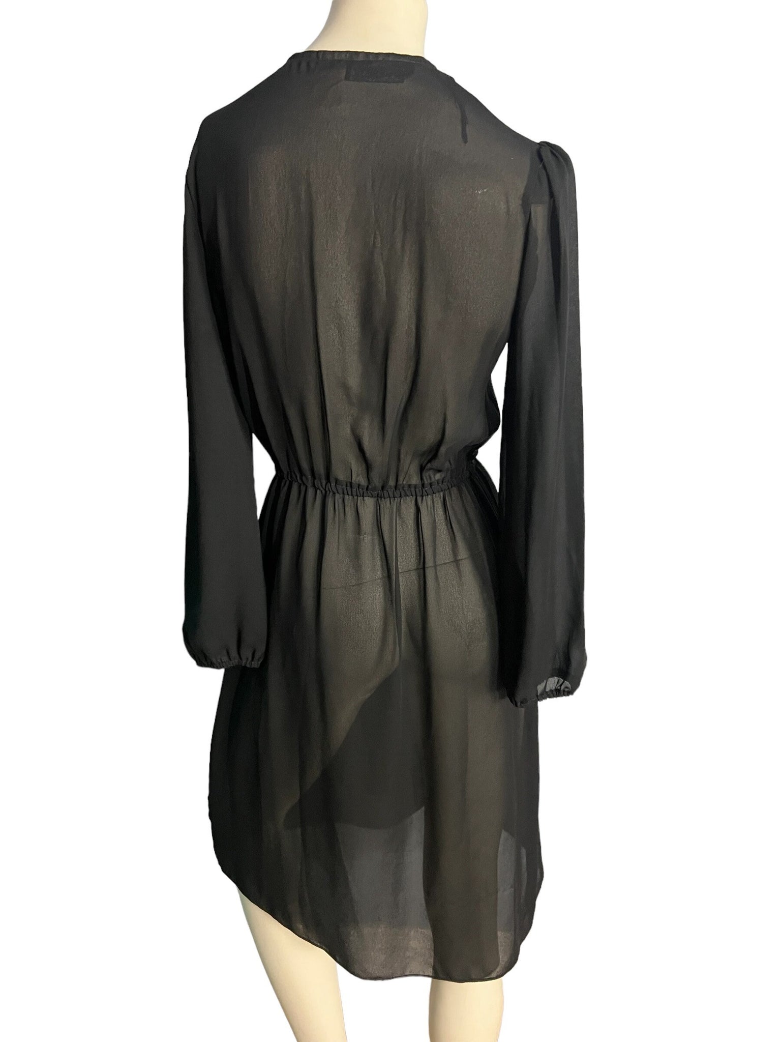 Vintage sheer black 70's wrap top dress Alexis M