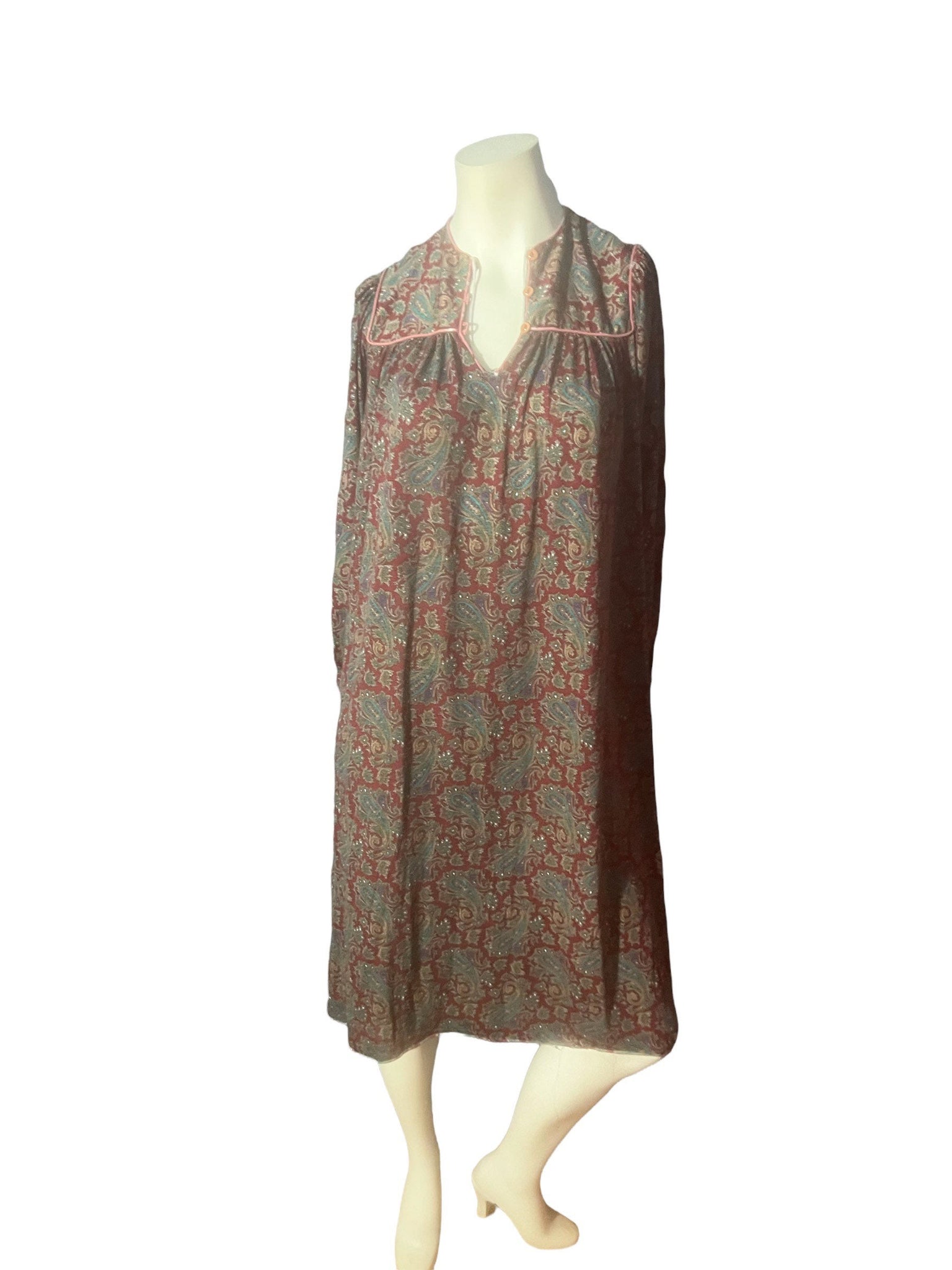 Vintage 70's paisley caftan dress S M