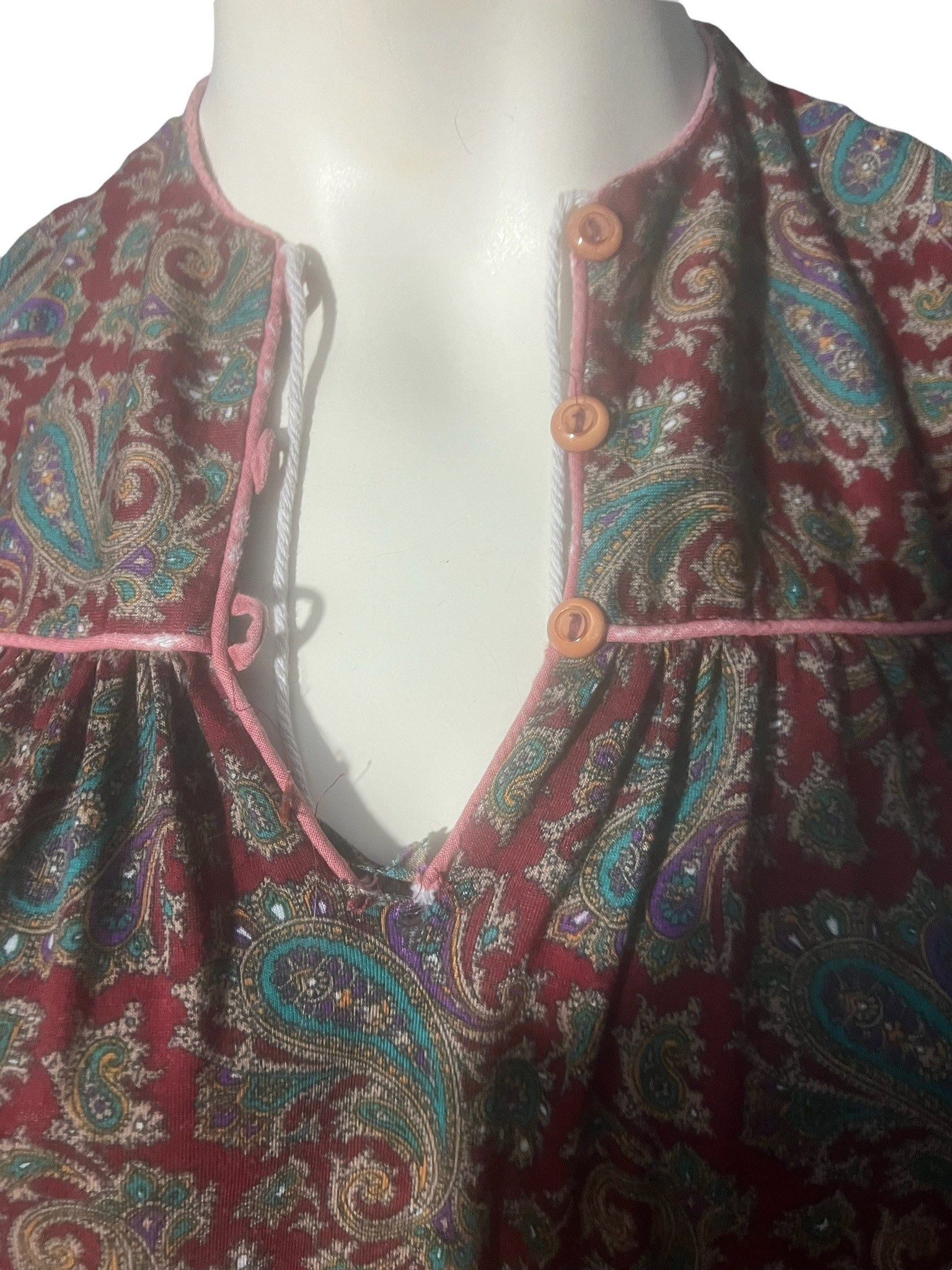 Vintage 70's paisley caftan dress S M