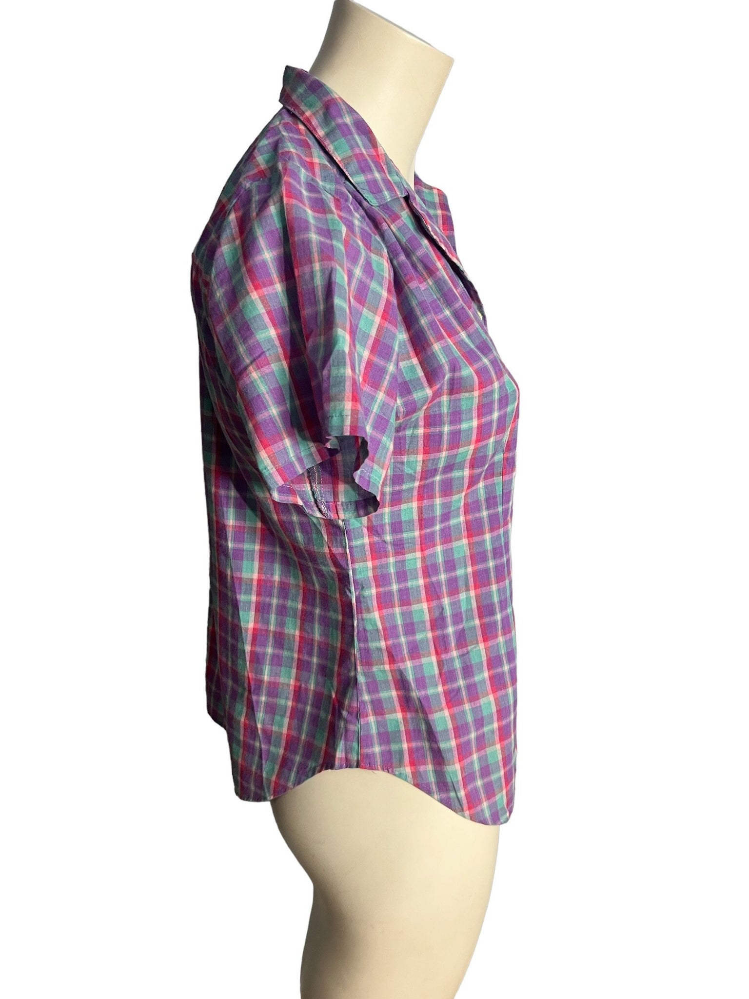 Vintage 80's plaid shirt blouse M