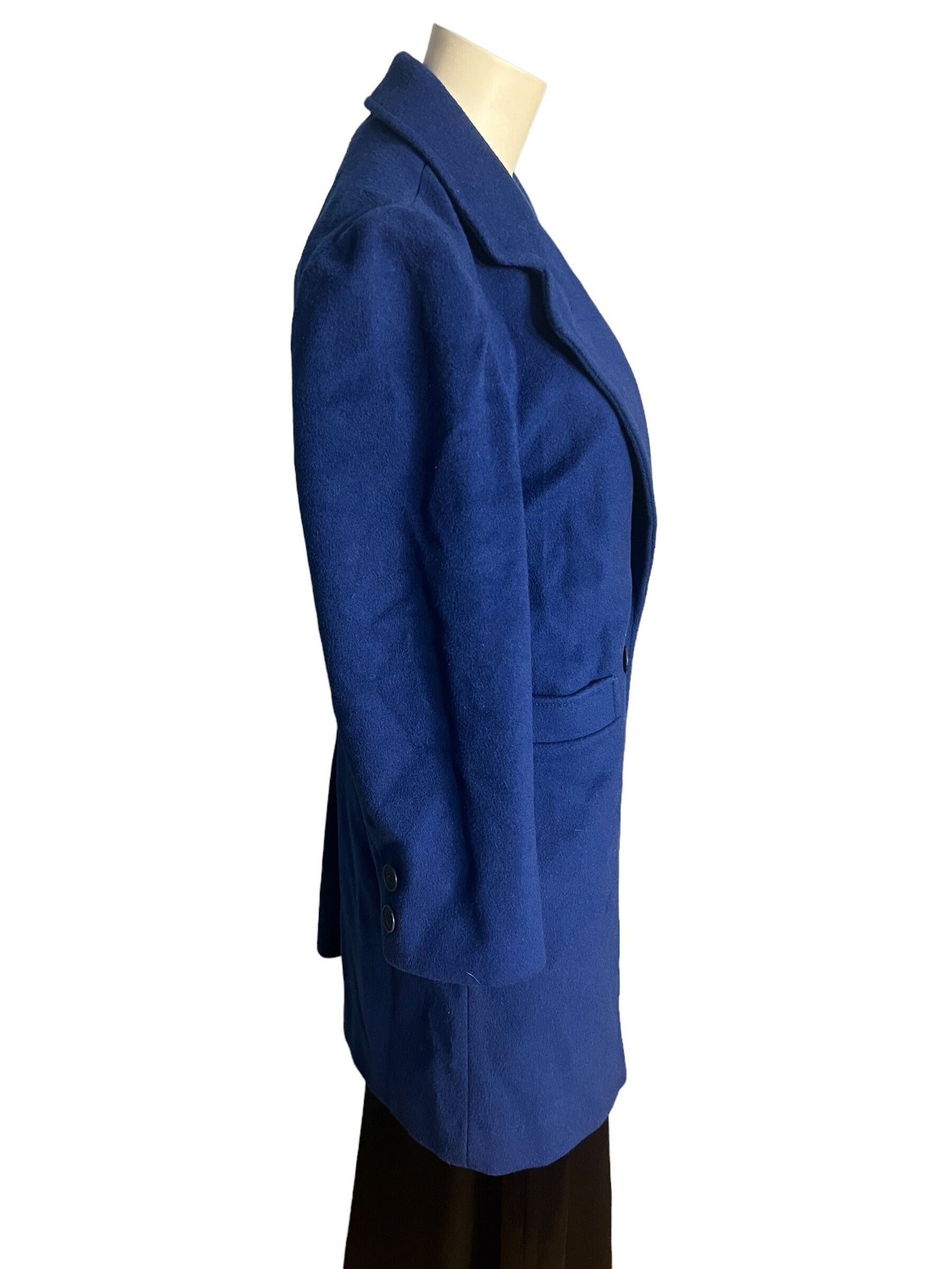 Vintage blue t80's wool trench coat L