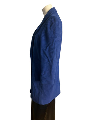 Vintage blue t80's wool trench coat L