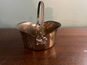 Vintage brass basket with handle