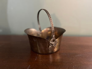 Vintage brass basket with handle