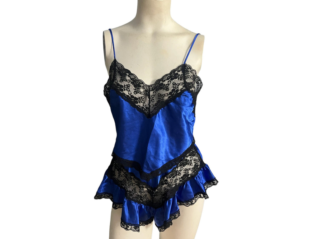 Vintage 80's blue lingerie set Body Inc M