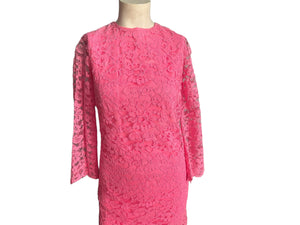 Vintage pink lace 60's dress S handmade