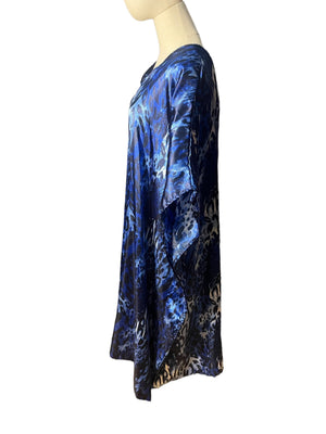 Vintage blue leopard caftan Bobbie Brooks one size