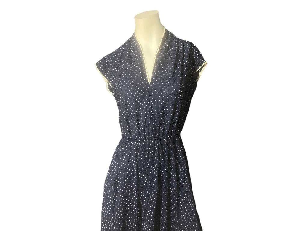 Vintage blue 70's 80's wrap style dress M