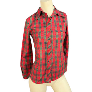 Vintage 70's Tomboy red plaid shirt M