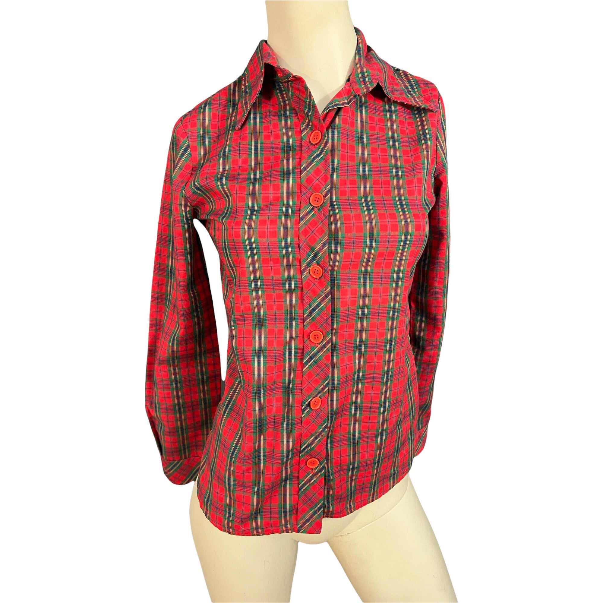 Vintage 70's Tomboy red plaid shirt M