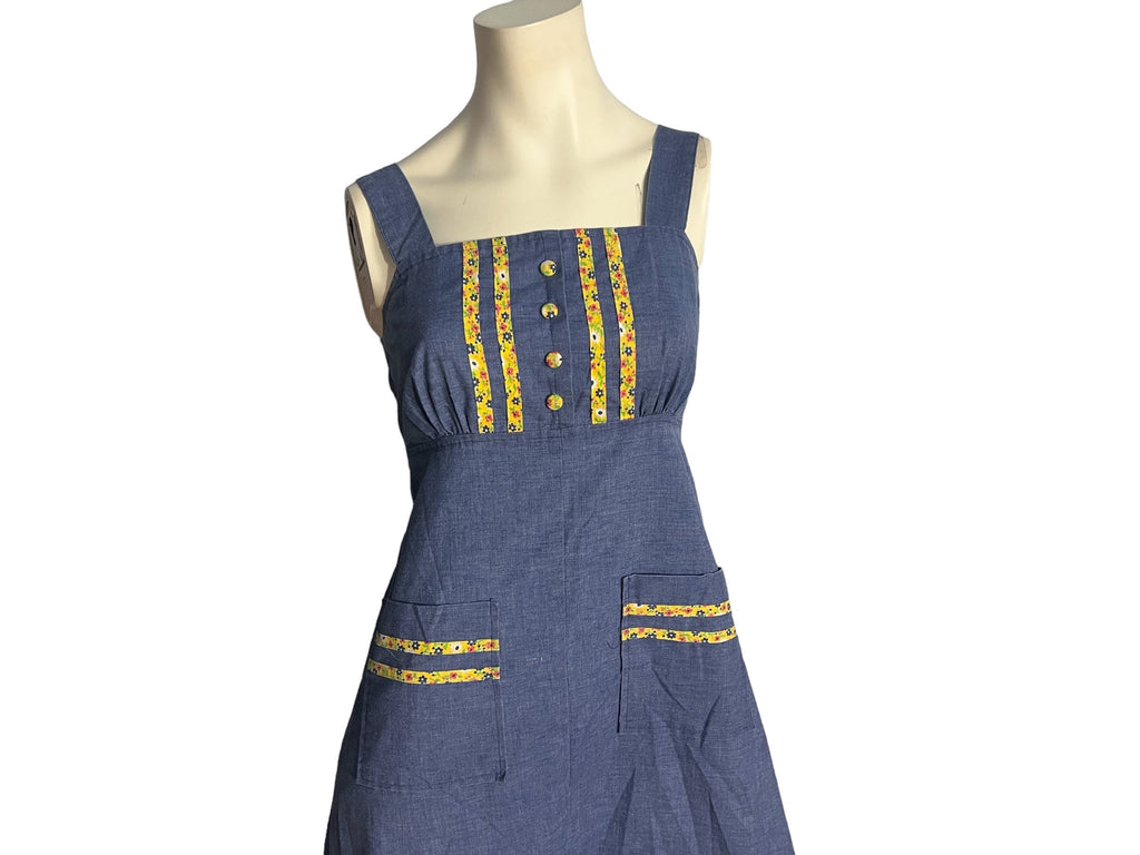 Vintage 70's jean sun dress Sears 12 M