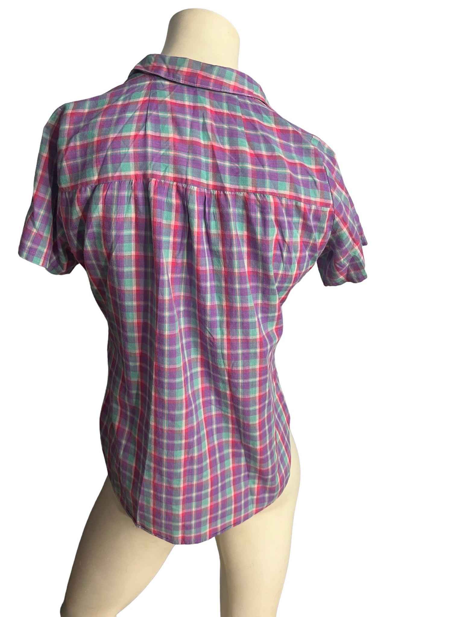 Vintage 80's plaid shirt blouse M