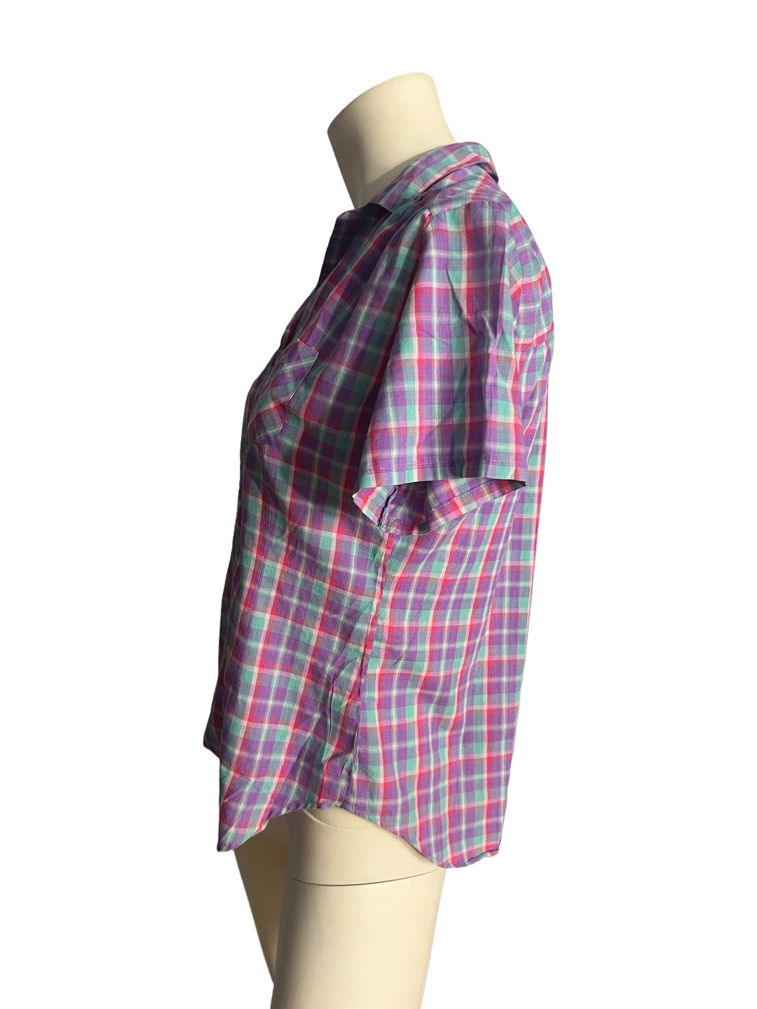 Vintage 80's plaid shirt blouse M